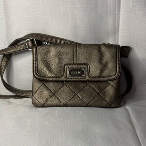 Relic Leather Metallic Bronze Mini Crossbody Bag EUC